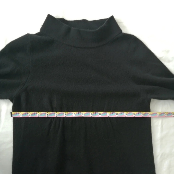 Vince 100% Cashmere Black Sweater Mini Dress with Mockneck and Ruched Front XS - Picture 12 of 17
